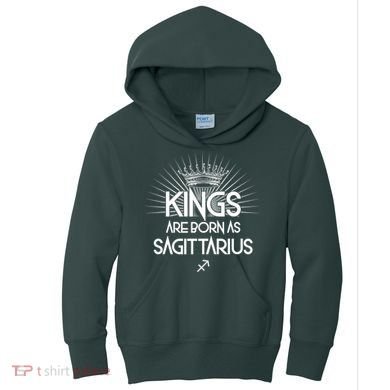 Kings Are Born As Sagittarius Kids Hoodie