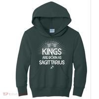 Kings Are Born As Sagittarius Kids Hoodie thumb 0