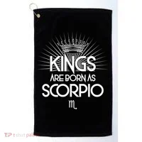 Kings Are Born As Scorpio Golf Towel thumb 0