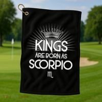 Kings Are Born As Scorpio Golf Towel thumb 1