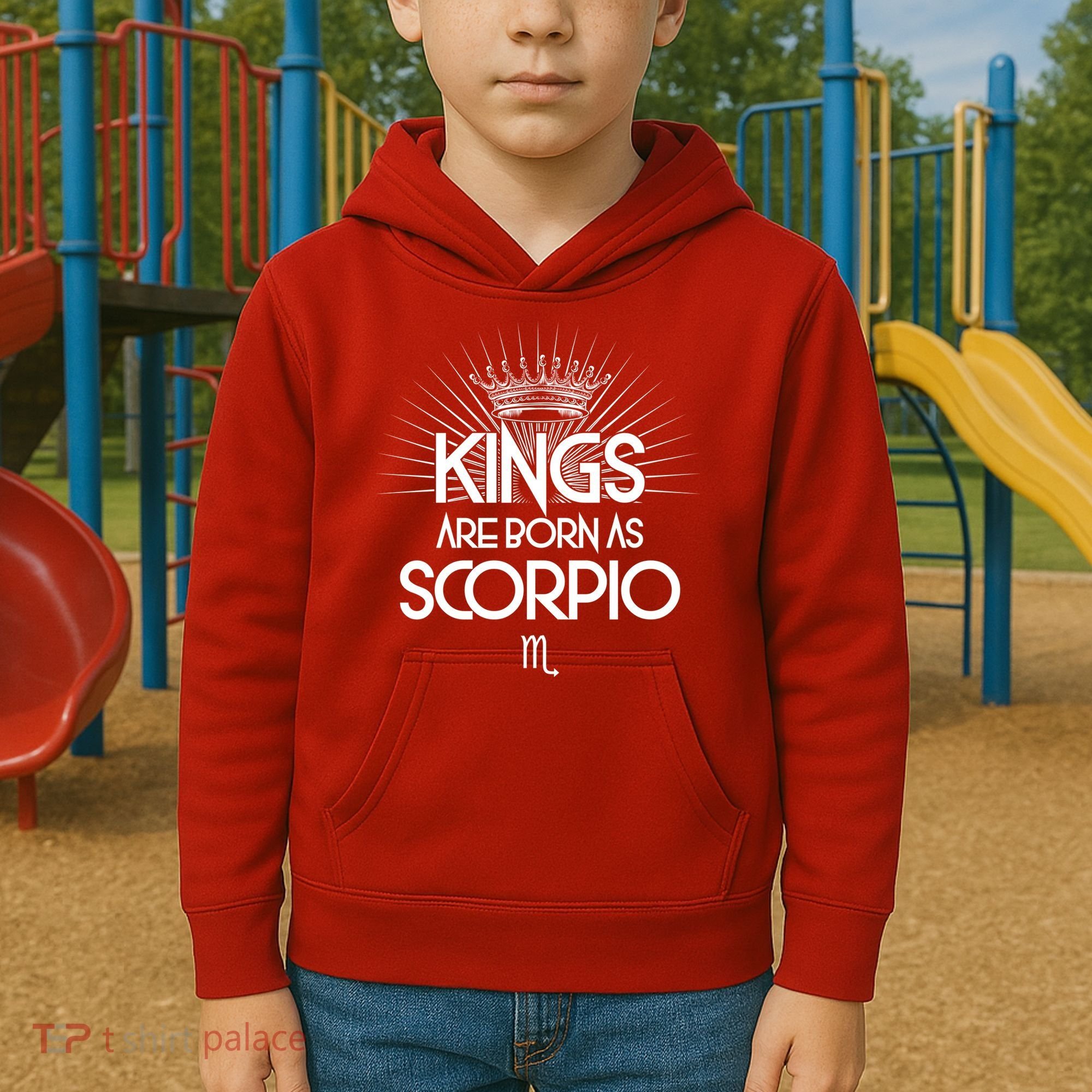Kings Are Born As Scorpio Kids Hoodie