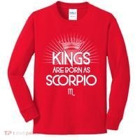 Kings Are Born As Scorpio Kids Long Sleeve Shirt thumb 0