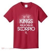 Kings Are Born As Scorpio Kids T-Shirt thumb 0