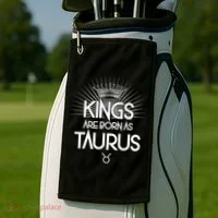 Kings Are Born As Taurus Golf Towel thumb 2