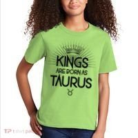 Kings Are Born As Taurus Kids T-Shirt thumb 2