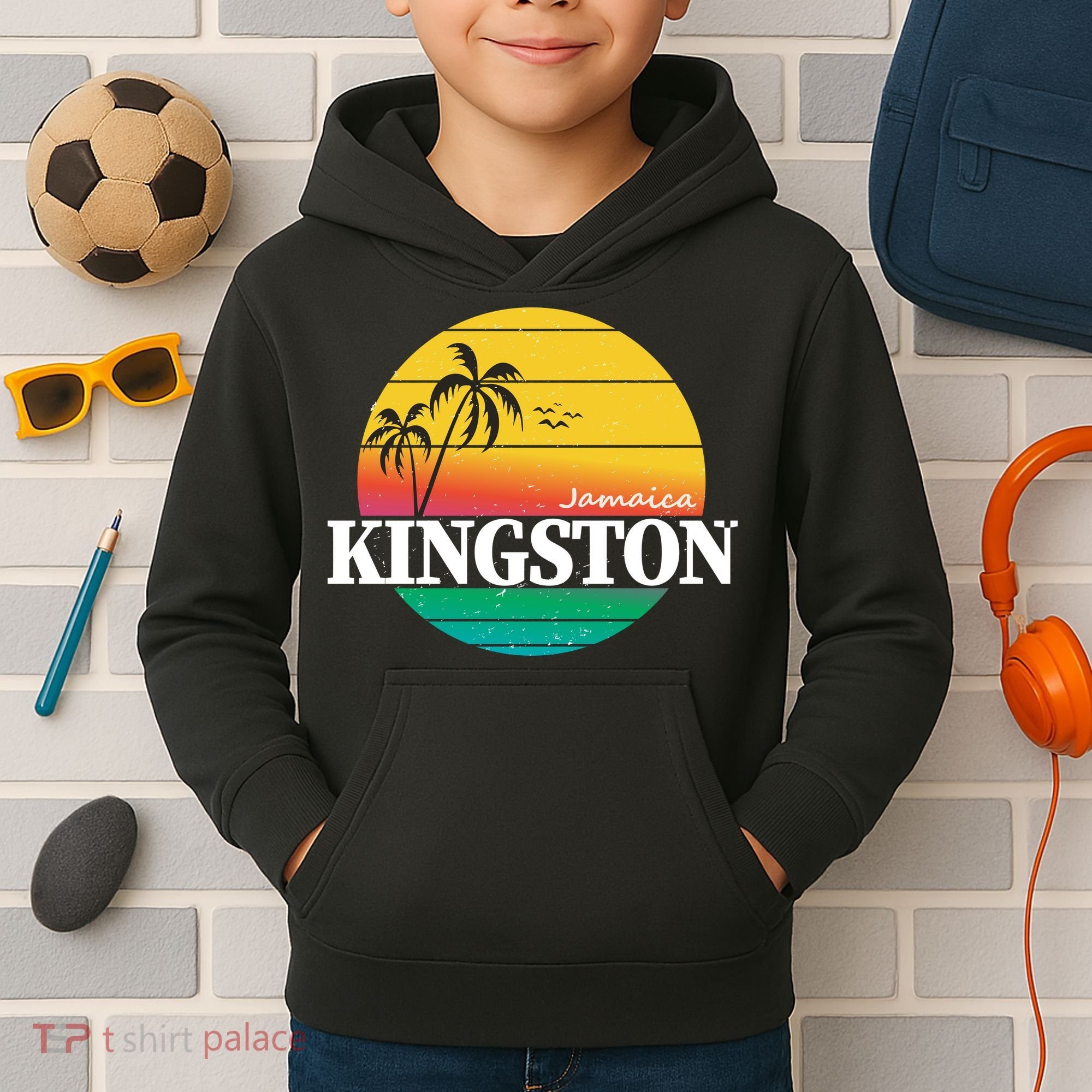 Kingston Jamaica Retro Kids Hoodie