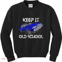 Keep It Old School Lowrider Car Chicano Low & Slow Oldies Kids Sweatshirt thumb 0