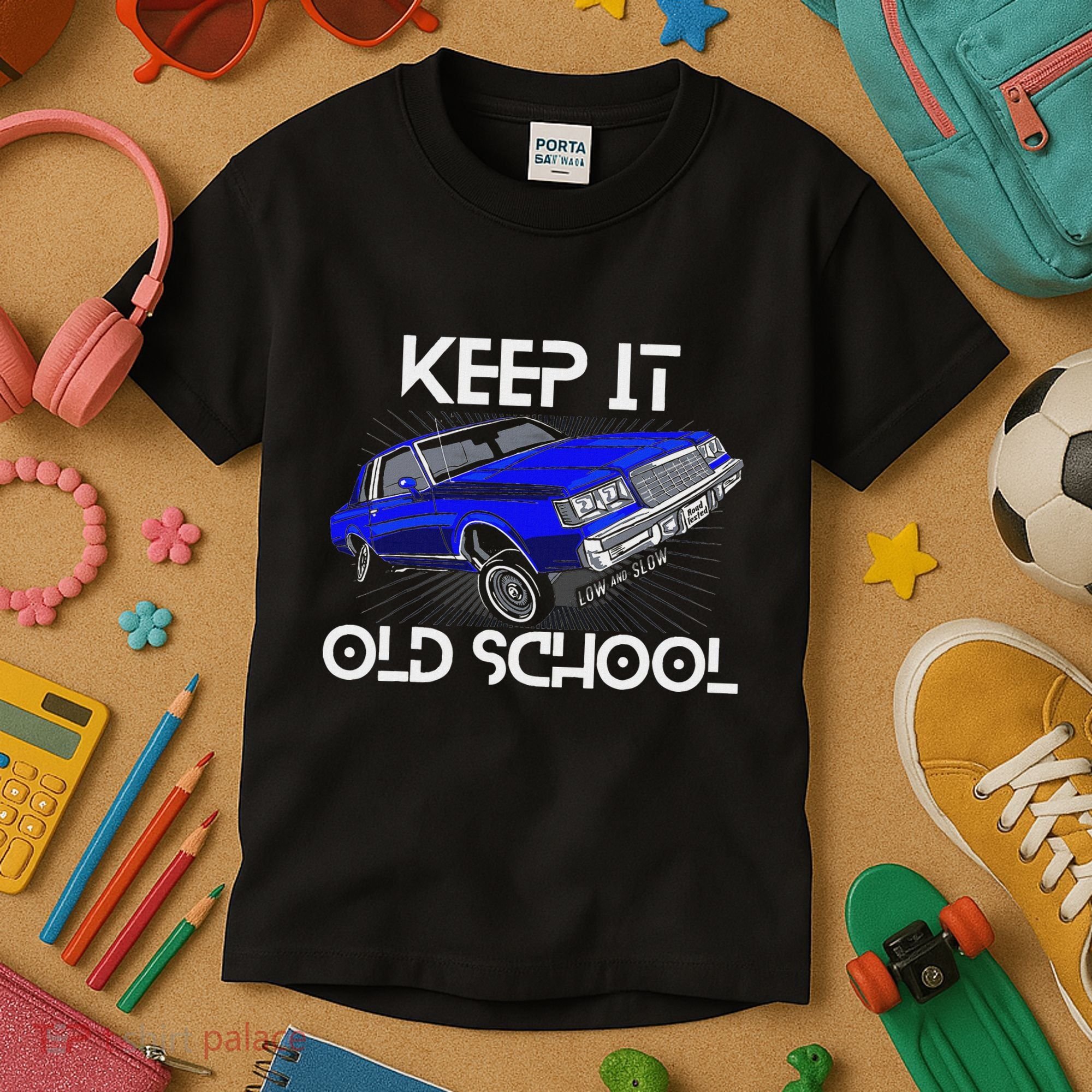 Keep It Old School Lowrider Car Chicano Low & Slow Oldies Kids T-Shirt