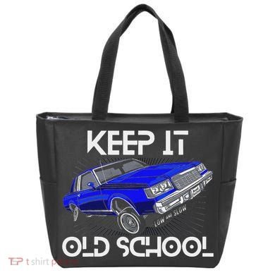 Keep It Old School Lowrider Car Chicano Low & Slow Oldies Tote Bag
