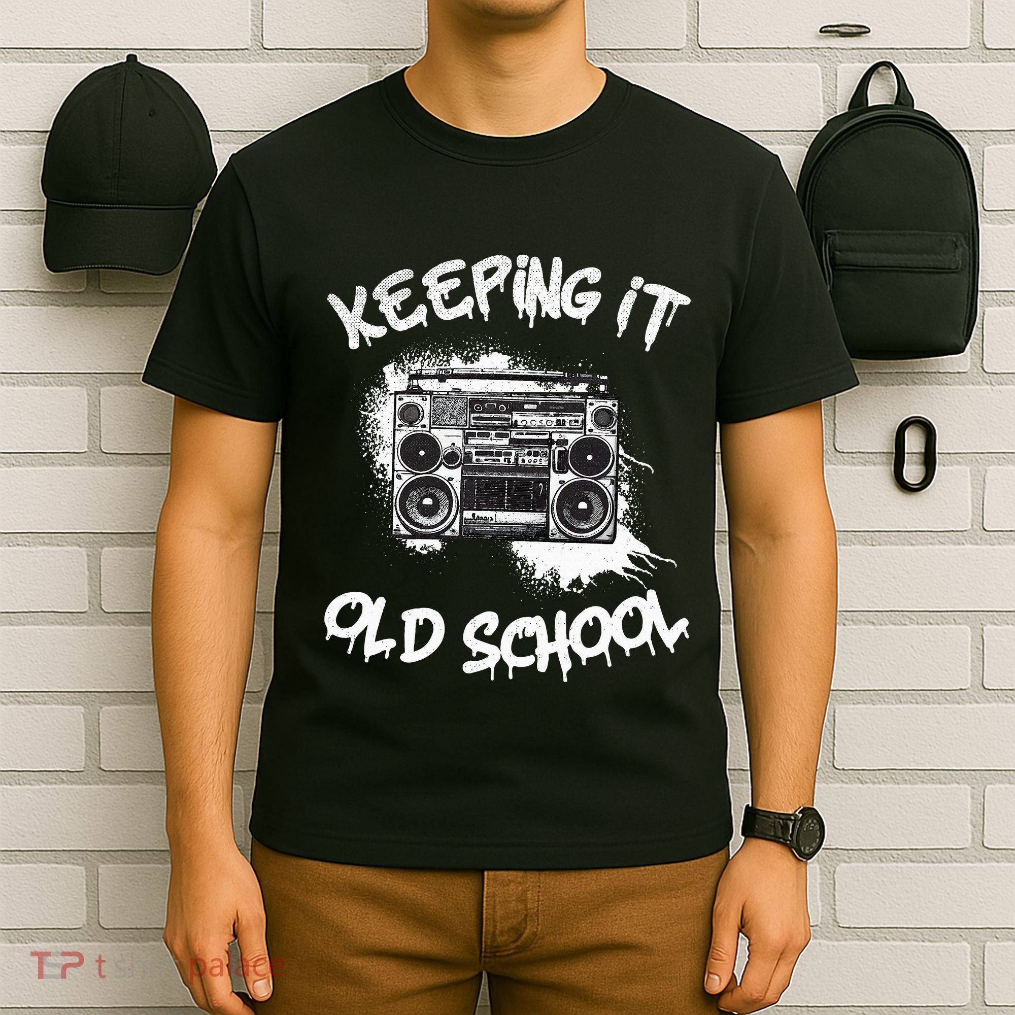 Keeping It Old School Vintage Boombox 80s Hip Hop Graffiti T-Shirt