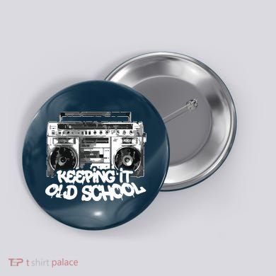 Keeping It Old School Vintage Boombox Graffiti Button