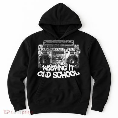 Keeping It Old School  Vintage Boombox Graffiti Hoodie