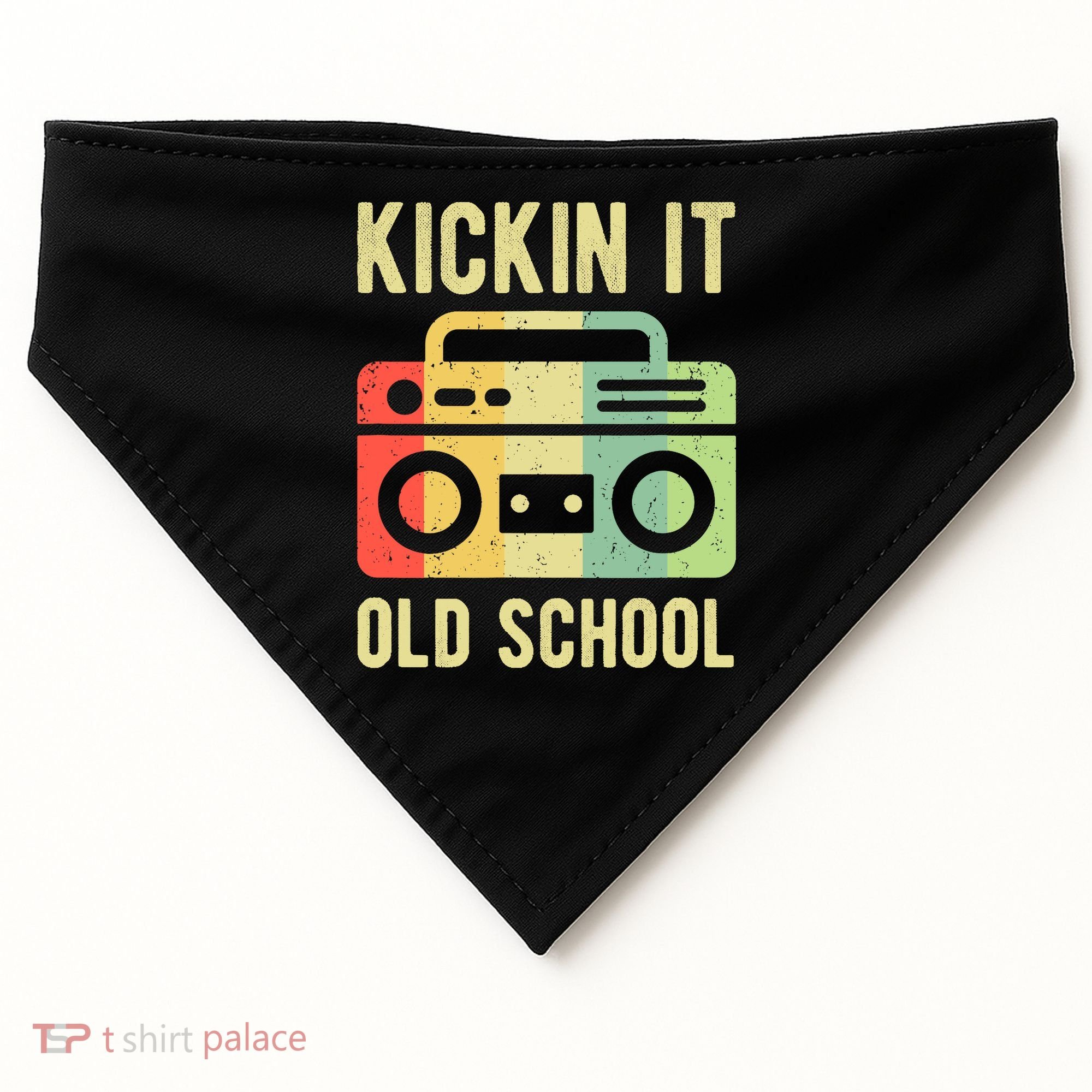Kickin It Old School 80s 90s Retro Music USA-Made Doggie Bandana