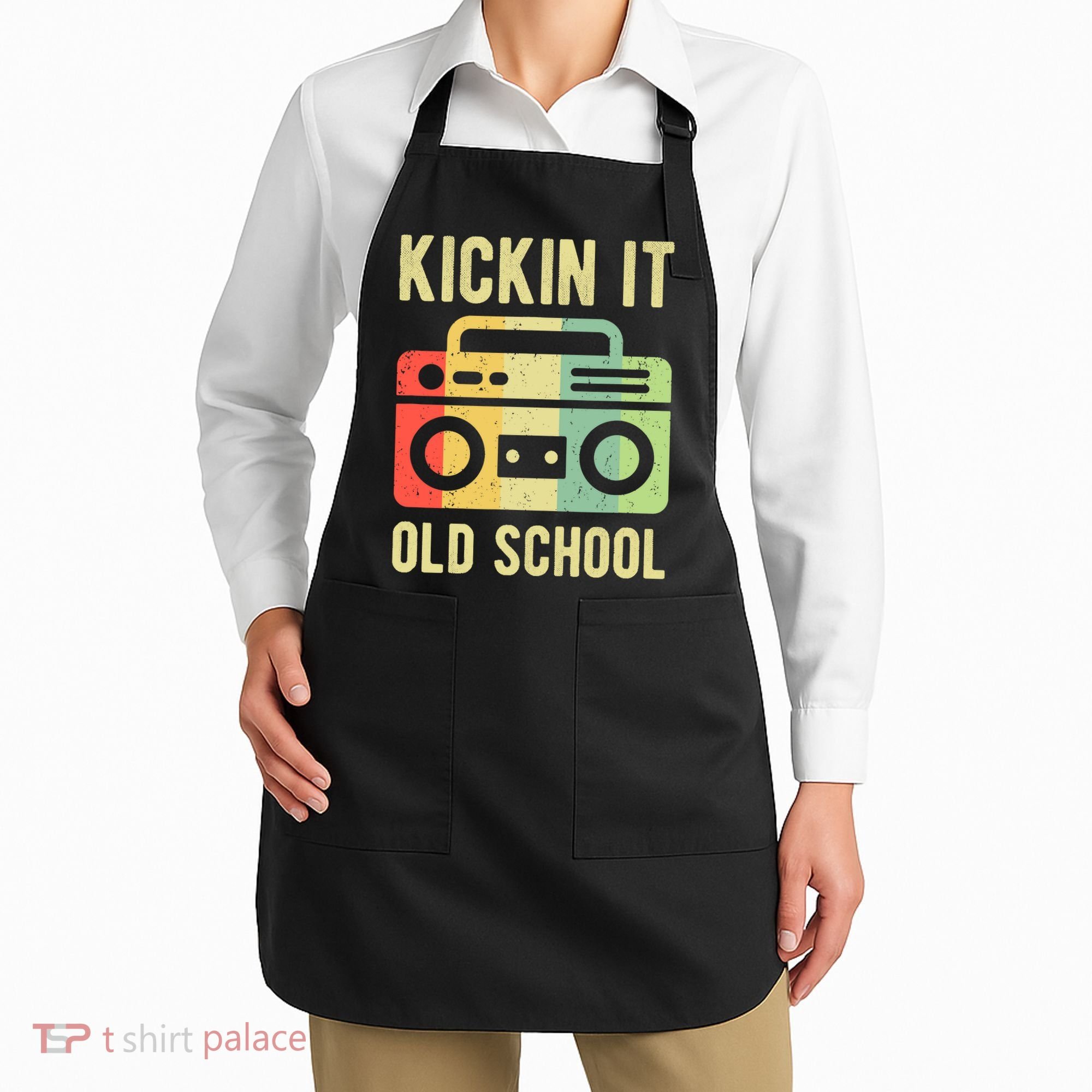 Kickin It Old School 80s 90s Retro Music Apron