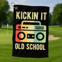 Kickin It Old School 80s 90s Retro Music Golf Towel thumb 1