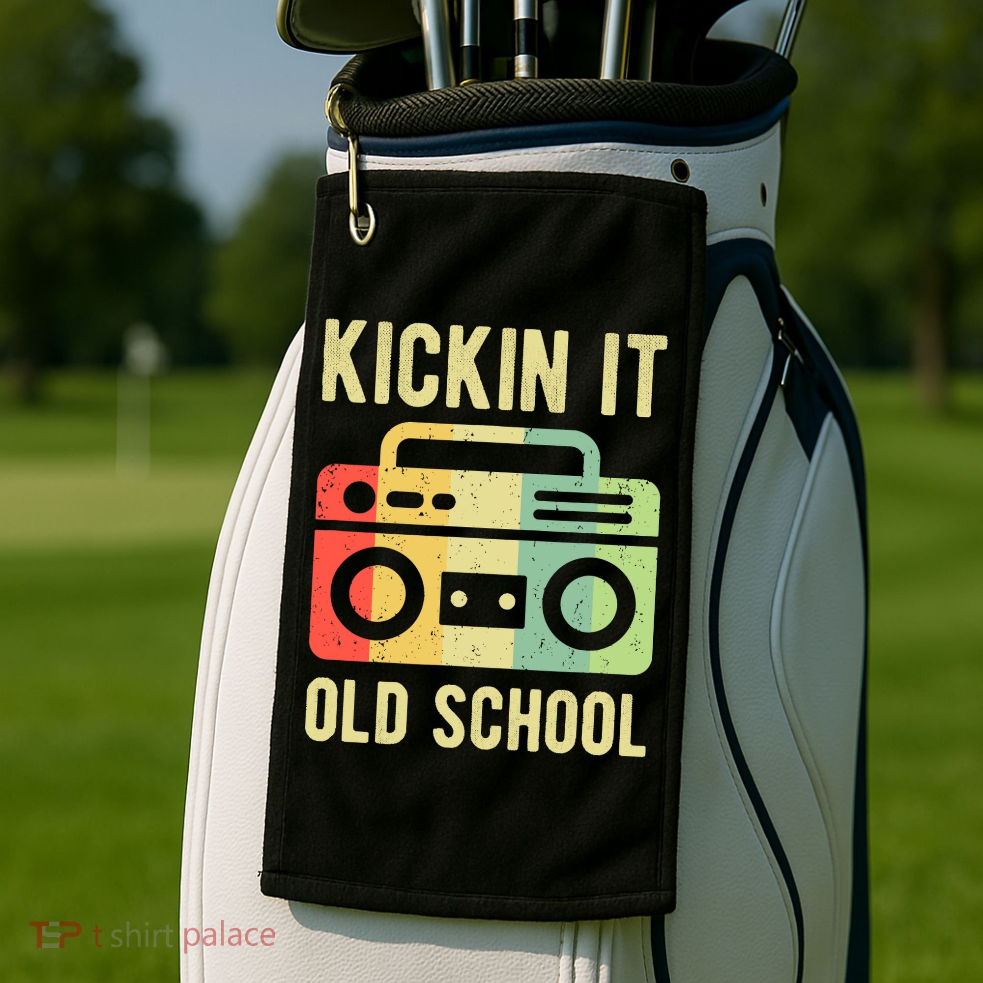 Kickin It Old School 80s 90s Retro Music Golf Towel