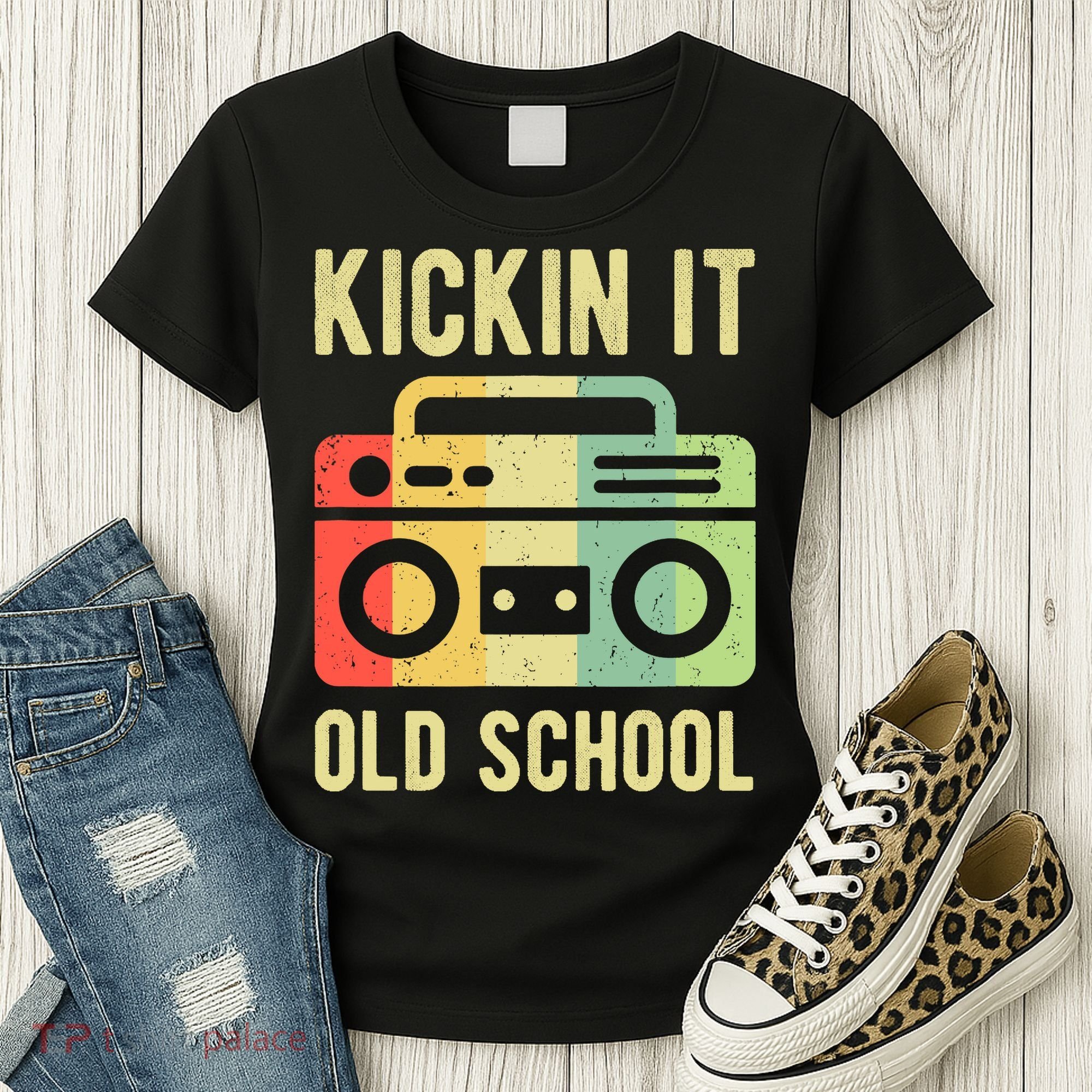 Kickin It Old School 80s 90s Retro Music Women's T-Shirt