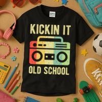 Kickin It Old School 80s 90s Retro Music Kids T-Shirt thumb 3