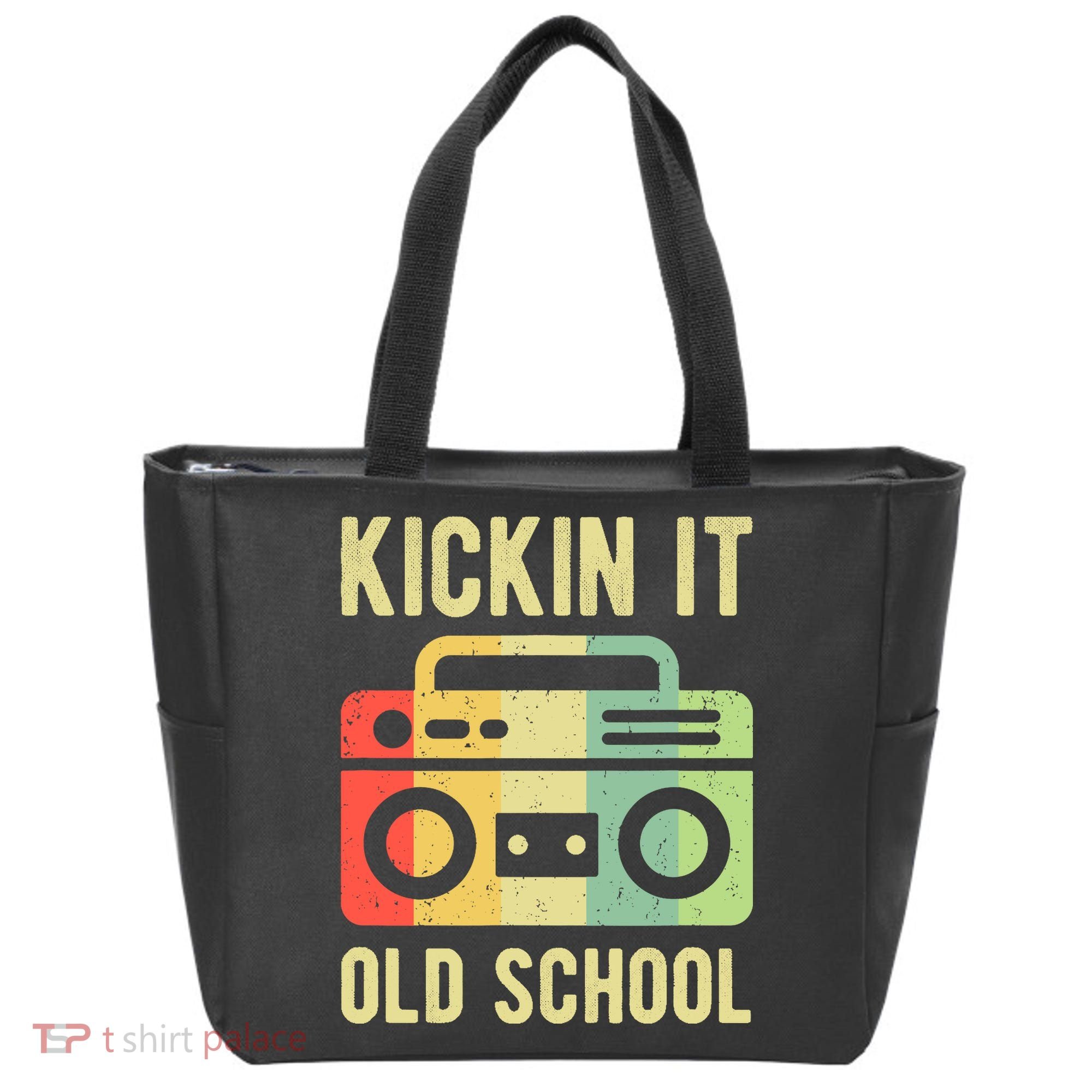 Kickin It Old School 80s 90s Retro Music Tote Bag
