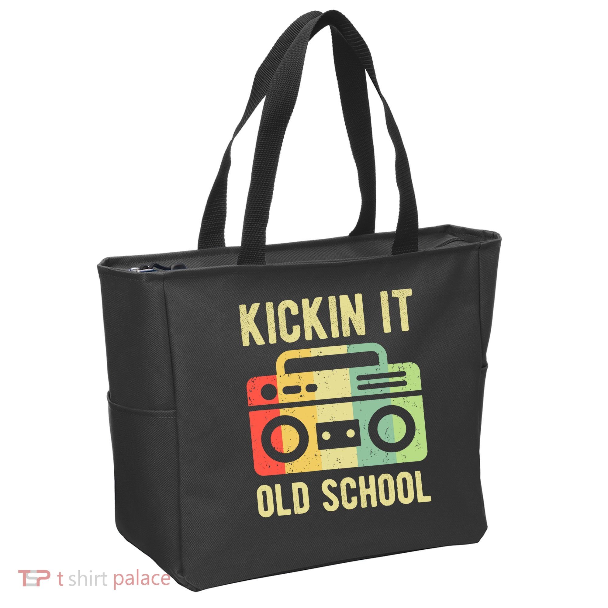 Kickin It Old School 80s 90s Retro Music Tote Bag