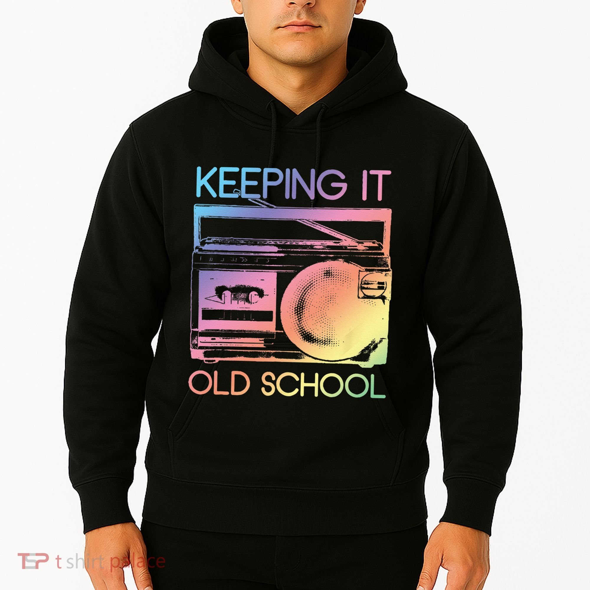 Keeping It Old School Retro 80s 90s Boombox Music Hoodie