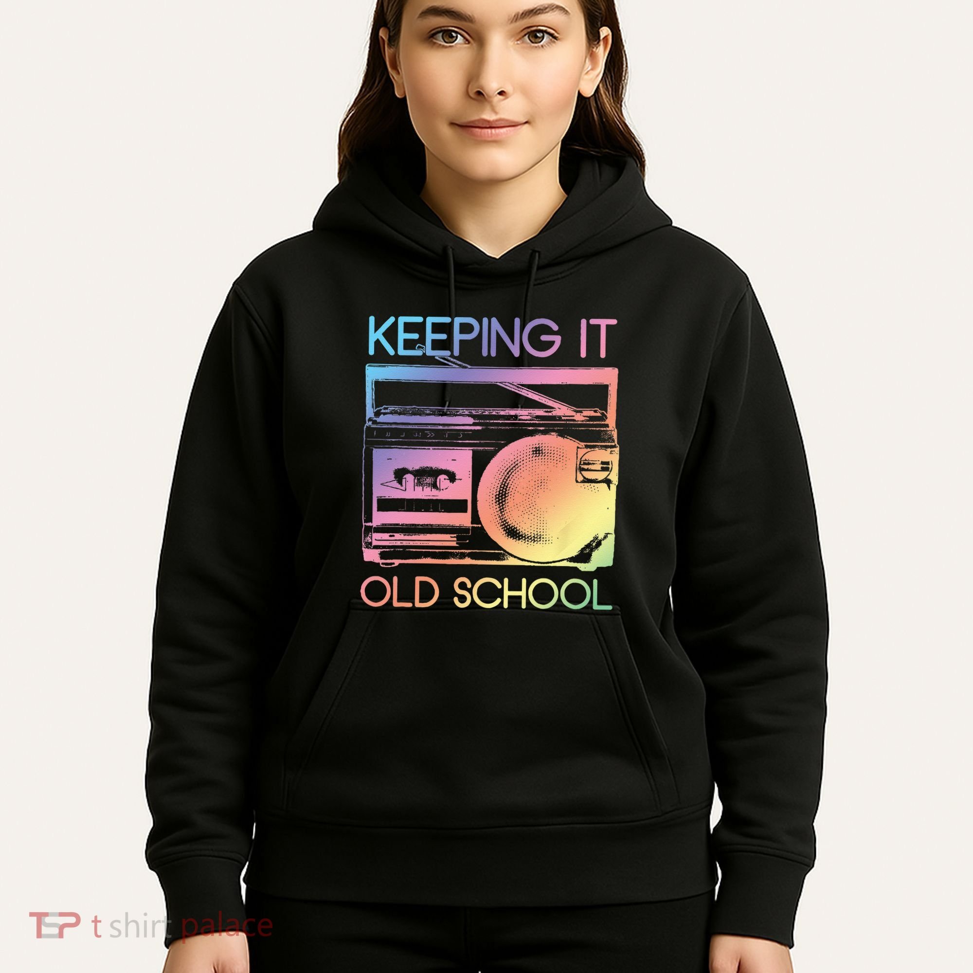 Keeping It Old School Retro 80s 90s Boombox Music Hoodie