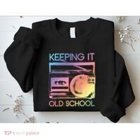 Keeping It Old School Retro 80s 90s Boombox Music Sweatshirt thumb 2