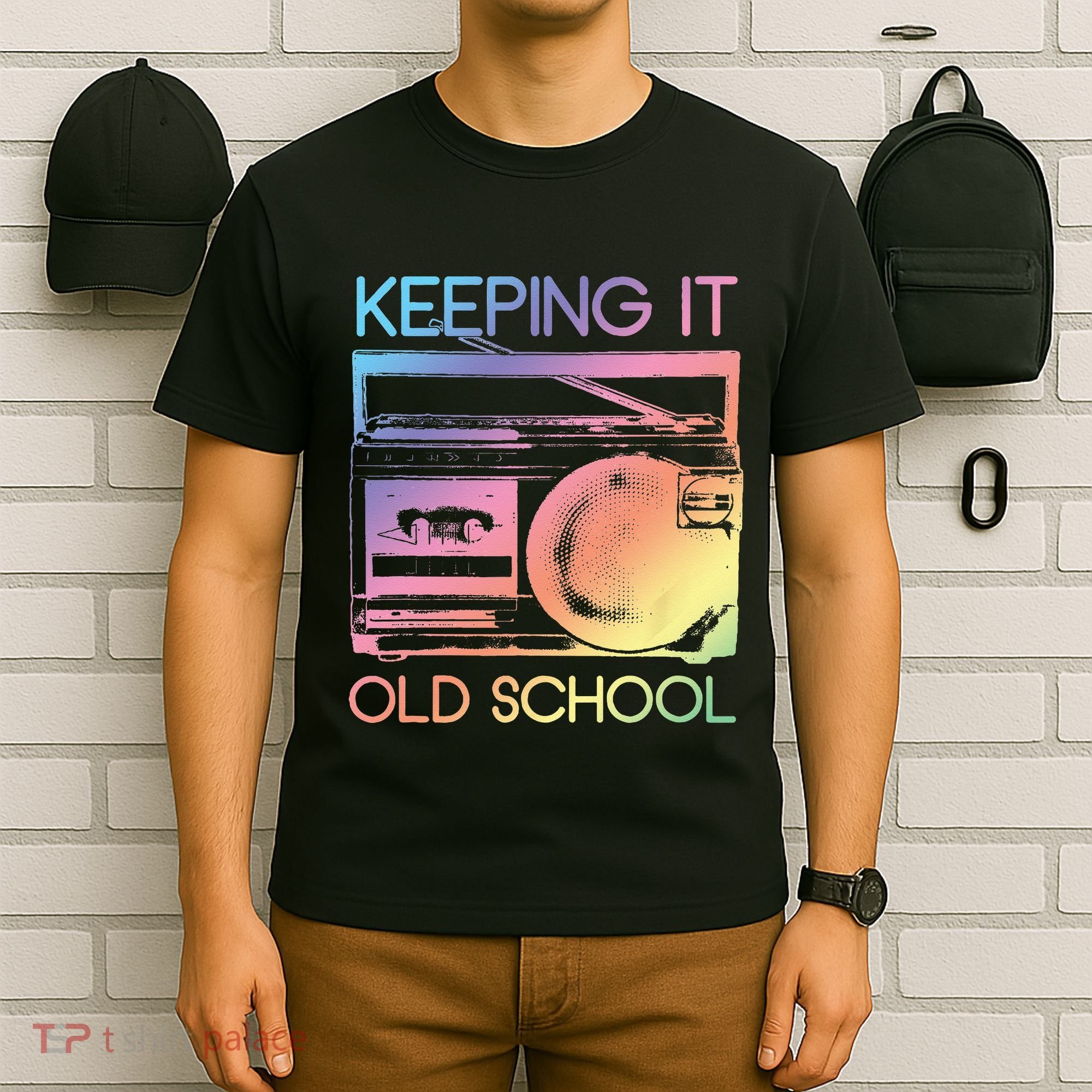 Keeping It Old School Retro 80s 90s Boombox Music T-Shirt