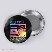 Keeping It Old School Retro 80s 90s Boombox Music Button thumb 0