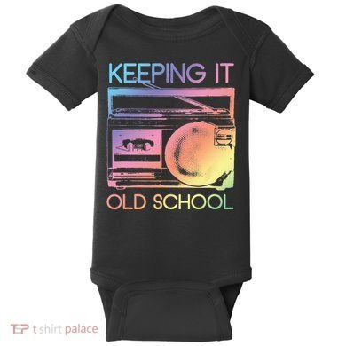 Keeping It Old School Retro 80s 90s Boombox Music Baby Bodysuit