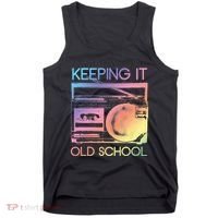 Keeping It Old School Retro 80s 90s Boombox Music Tank Top thumb 0