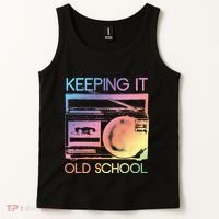 Keeping It Old School Retro 80s 90s Boombox Music Tank Top thumb 2