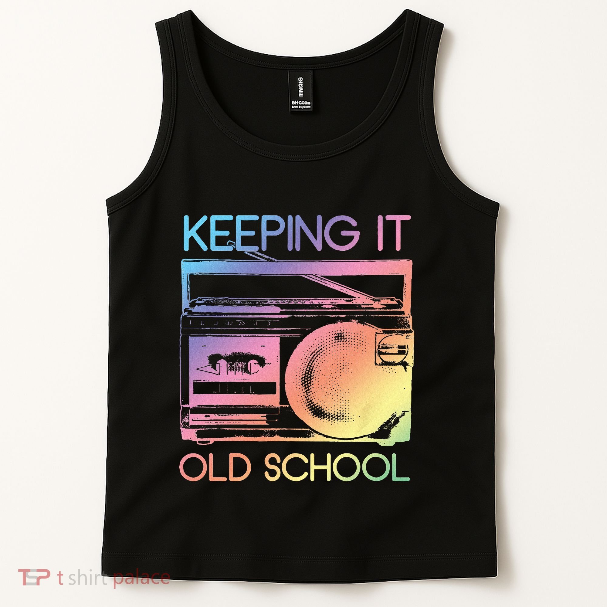 Keeping It Old School Retro 80s 90s Boombox Music Tank Top