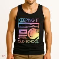 Keeping It Old School Retro 80s 90s Boombox Music Tank Top thumb 3