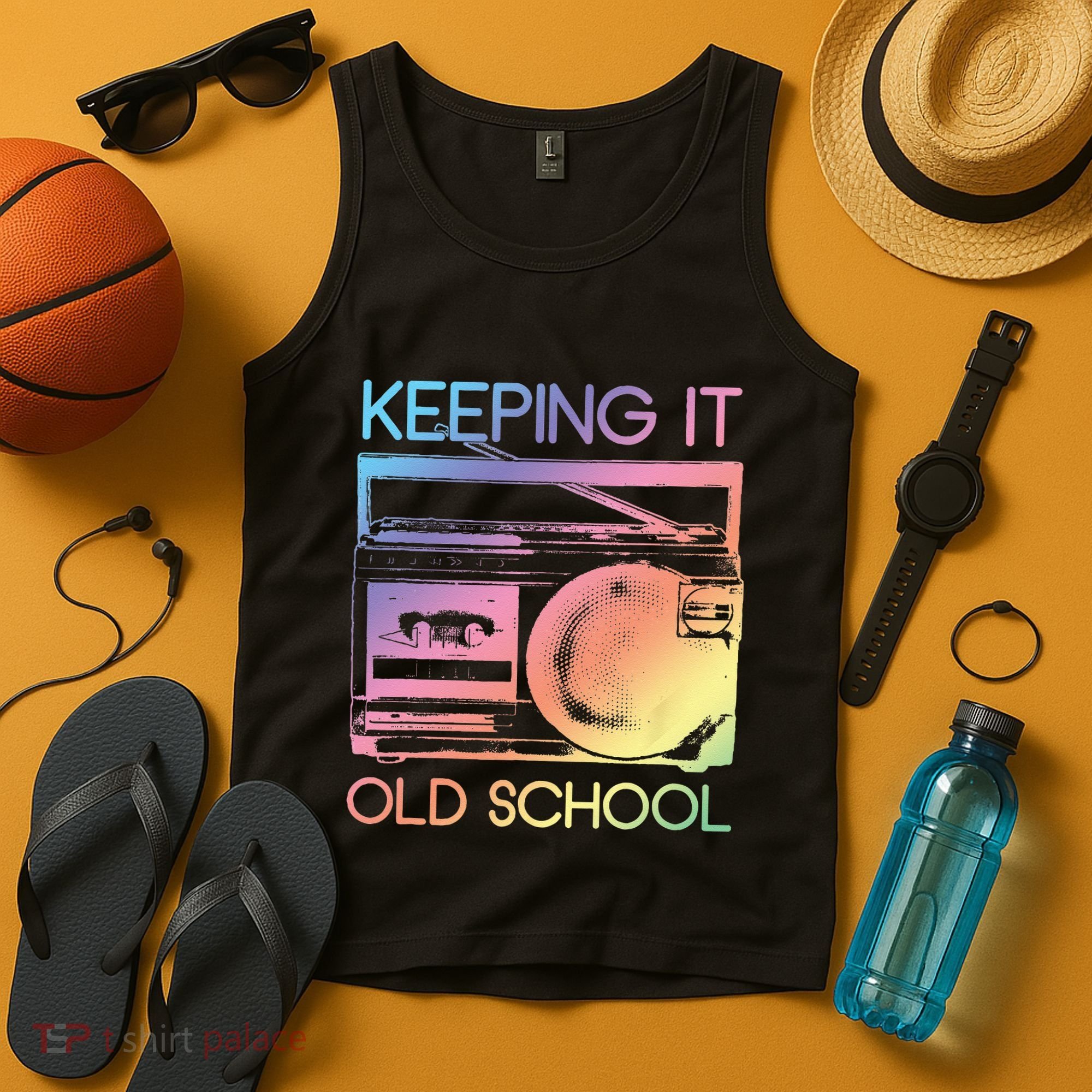 Keeping It Old School Retro 80s 90s Boombox Music Tank Top