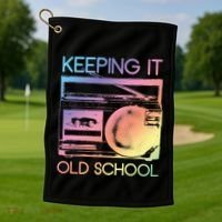 Keeping It Old School Retro 80s 90s Boombox Music Golf Towel thumb 1