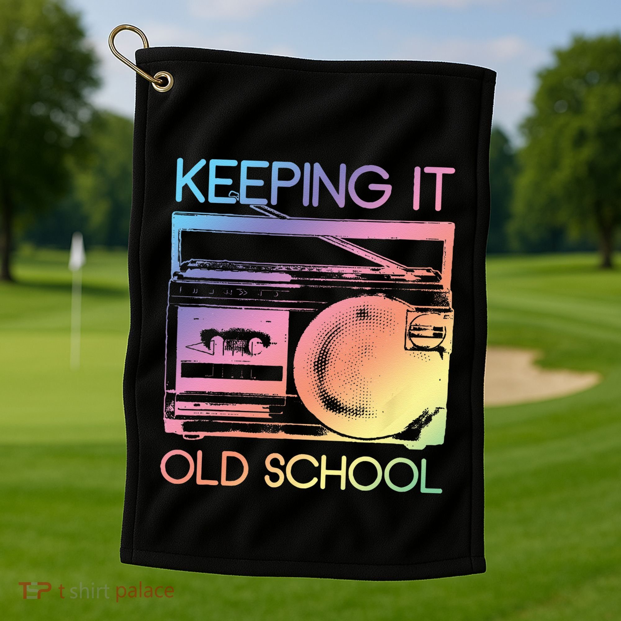 Keeping It Old School Retro 80s 90s Boombox Music Golf Towel