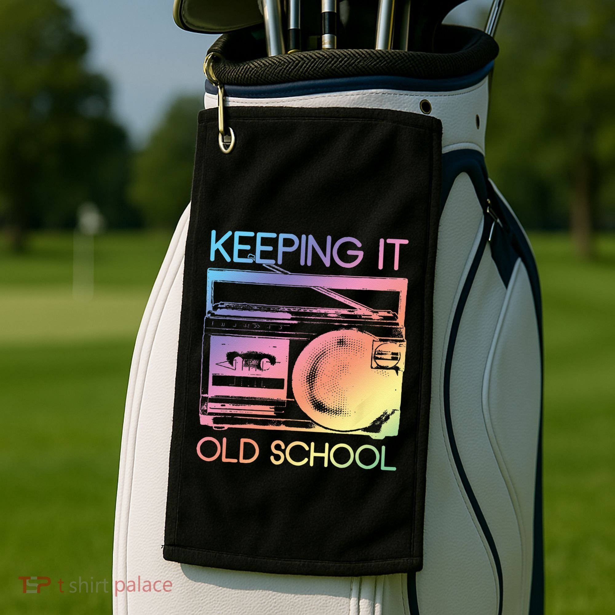 Keeping It Old School Retro 80s 90s Boombox Music Golf Towel
