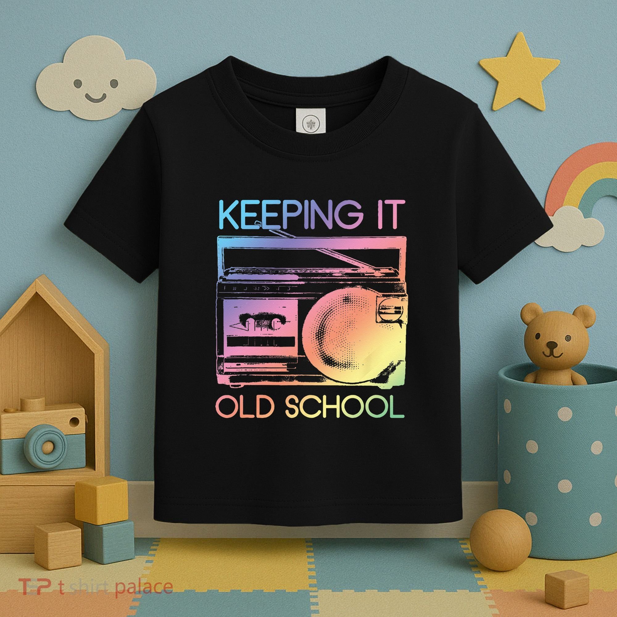 Keeping It Old School Retro 80s 90s Boombox Music Toddler T-Shirt