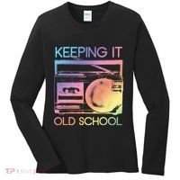 Keeping It Old School Retro 80s 90s Boombox Music Women's Long Sleeve Shirt thumb 0