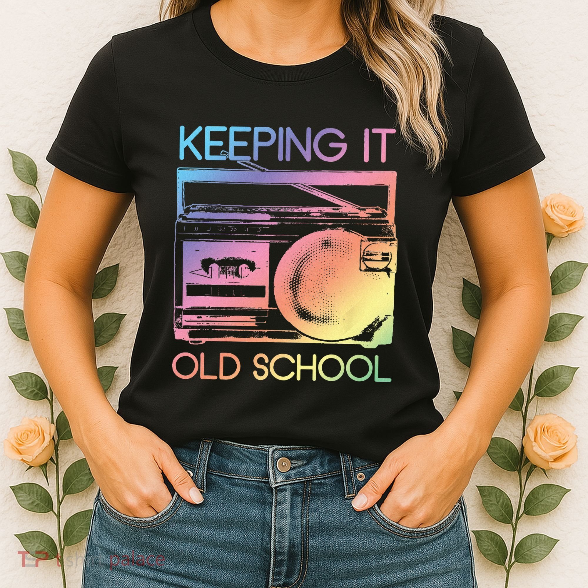 Keeping It Old School Retro 80s 90s Boombox Music Women's T-Shirt