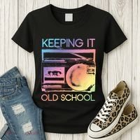 Keeping It Old School Retro 80s 90s Boombox Music Women's T-Shirt thumb 3