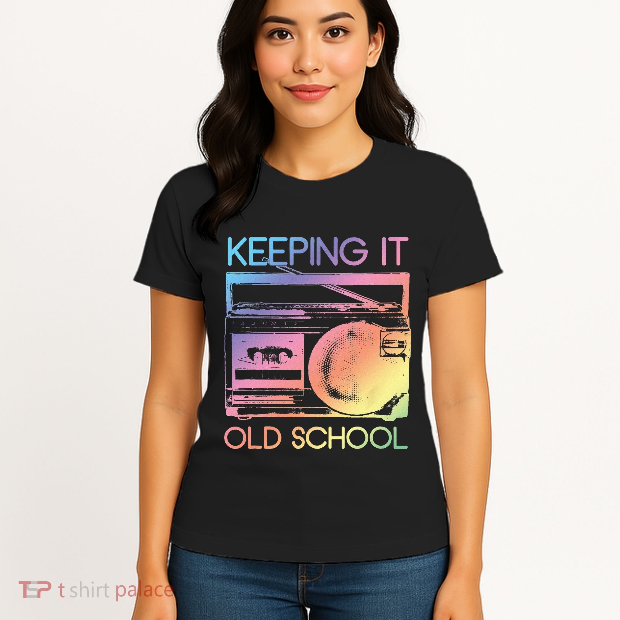 Keeping It Old School Retro 80s 90s Boombox Music Women's T-Shirt