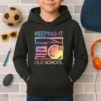 Keeping It Old School Retro 80s 90s Boombox Music Kids Hoodie thumb 2