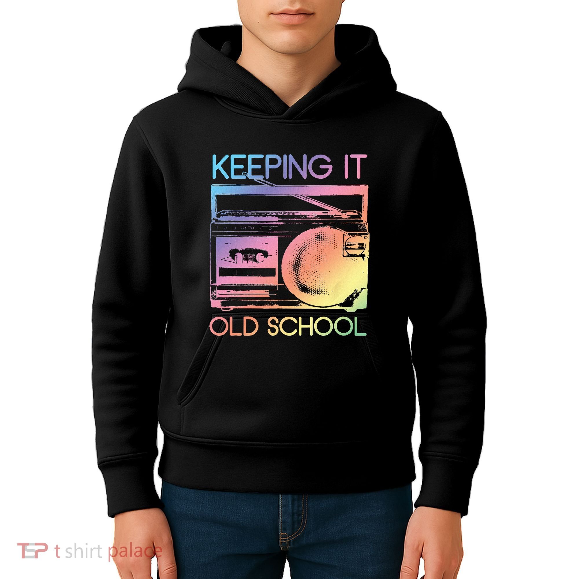 Keeping It Old School Retro 80s 90s Boombox Music Kids Hoodie