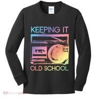 Keeping It Old School Retro 80s 90s Boombox Music Kids Long Sleeve Shirt thumb 0