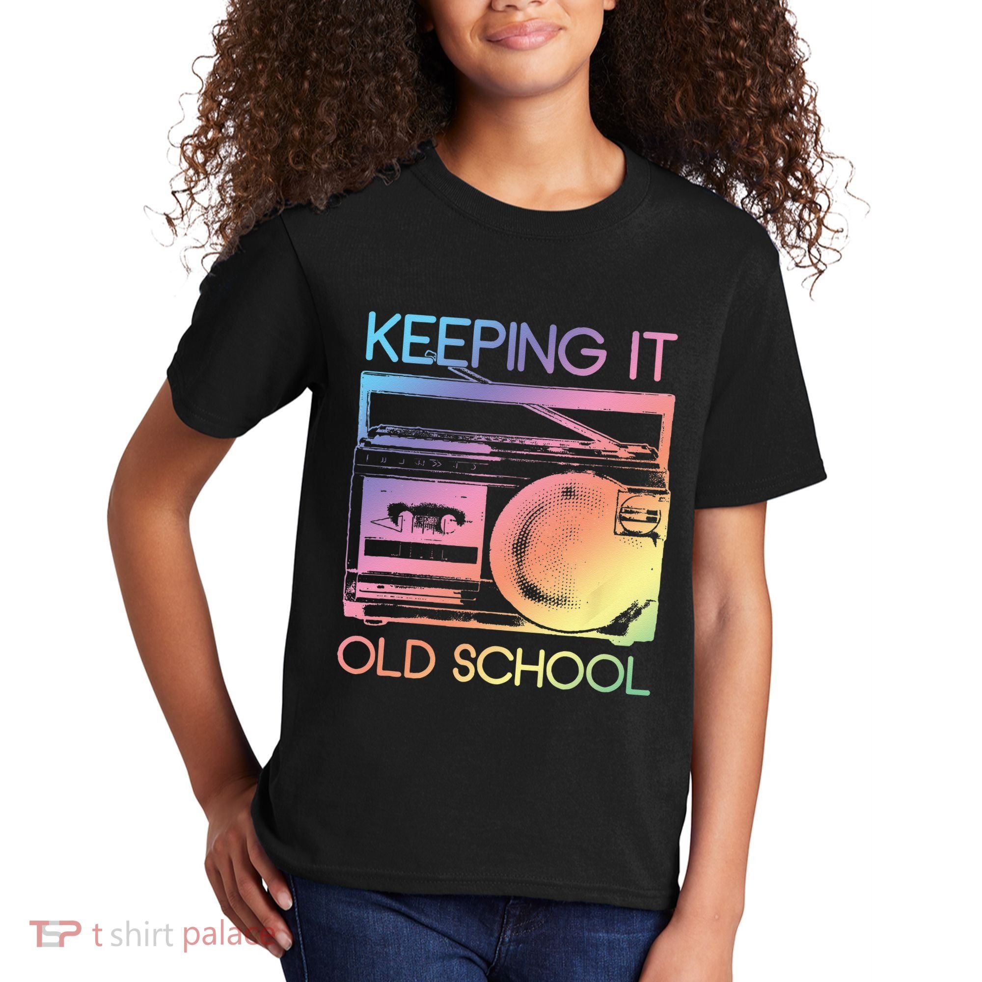 Keeping It Old School Retro 80s 90s Boombox Music Kids T-Shirt