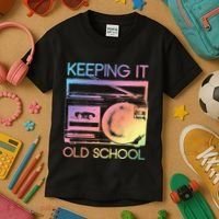 Keeping It Old School Retro 80s 90s Boombox Music Kids T-Shirt thumb 3