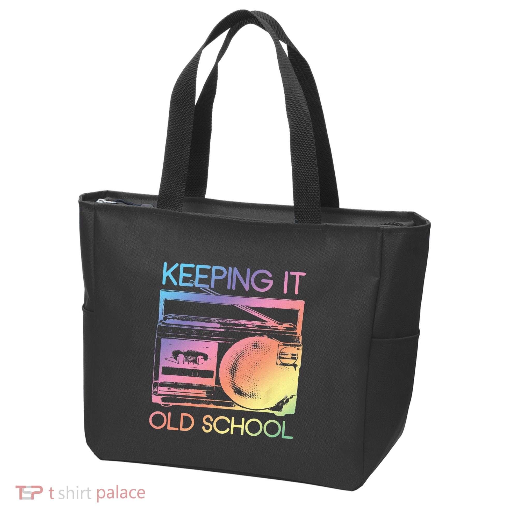 Keeping It Old School Retro 80s 90s Boombox Music Tote Bag