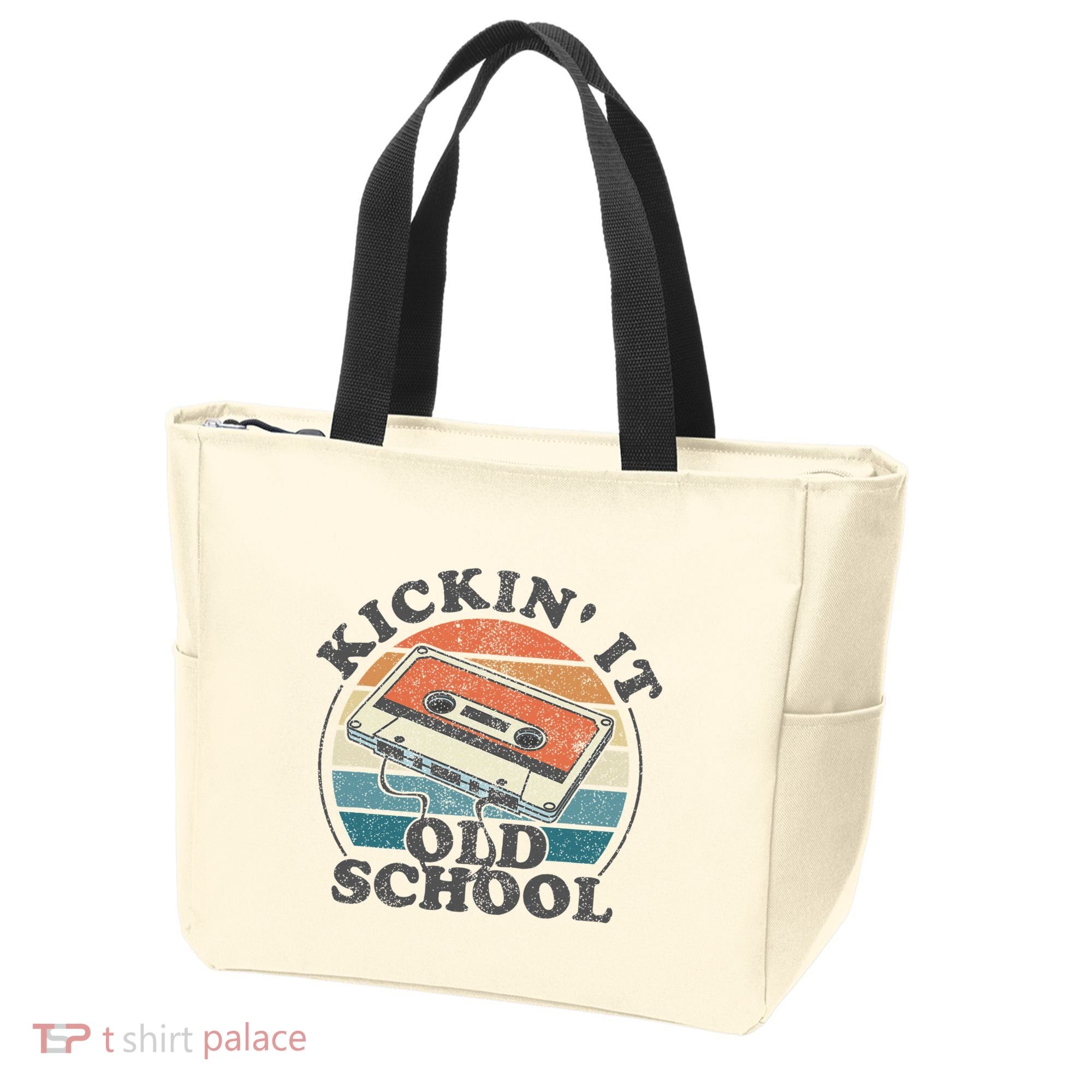 Kickin It Old School Retro 80s Cassette Tape Music Mix Gift Tote Bag